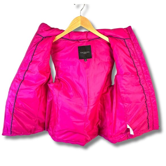 Talbots Petites Down Puffer Vest MP Pink Quilted 90/10 Down Packable Warm Zipper - Picture 7 of 12